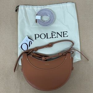 Polene Number Ten Camel-colored Lychee Grain Leather Crescent Bag🧡